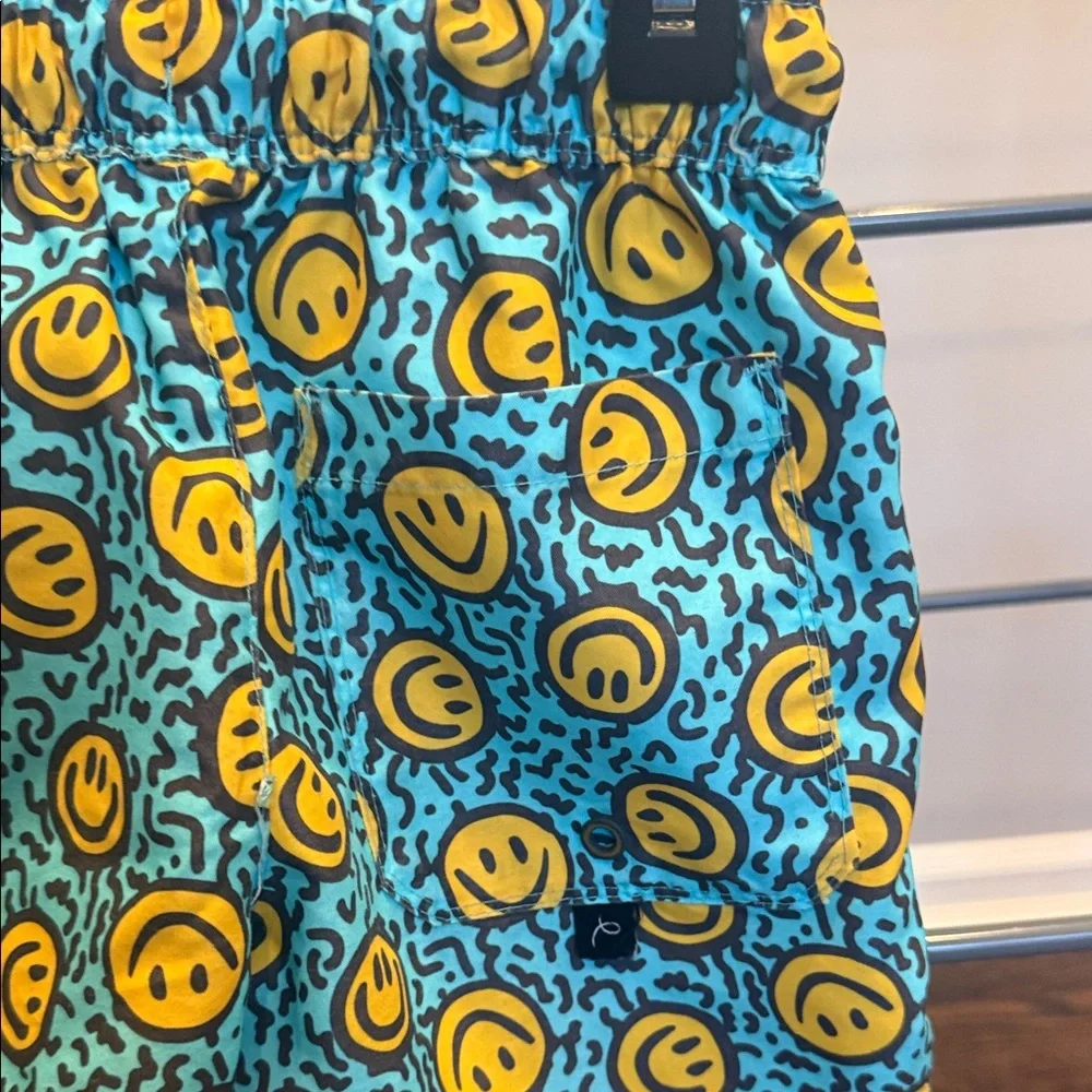 art class Turquoise Swim Trunks with Yellow Smiley Print - Picture 6 of 7